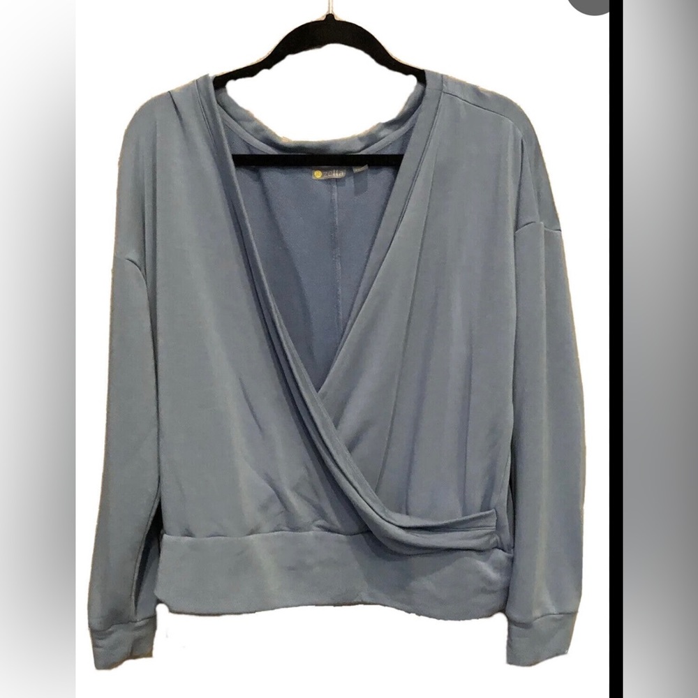 Zelle Blue crossover pullover sweatshirt